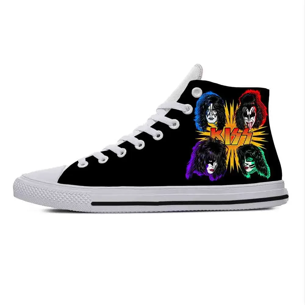 Heavy Metal Rock Band Music Singer Kiss Fashion Casual Cloth Shoes High Top Lightweight Breathable 3D Print Men Women Sneakers