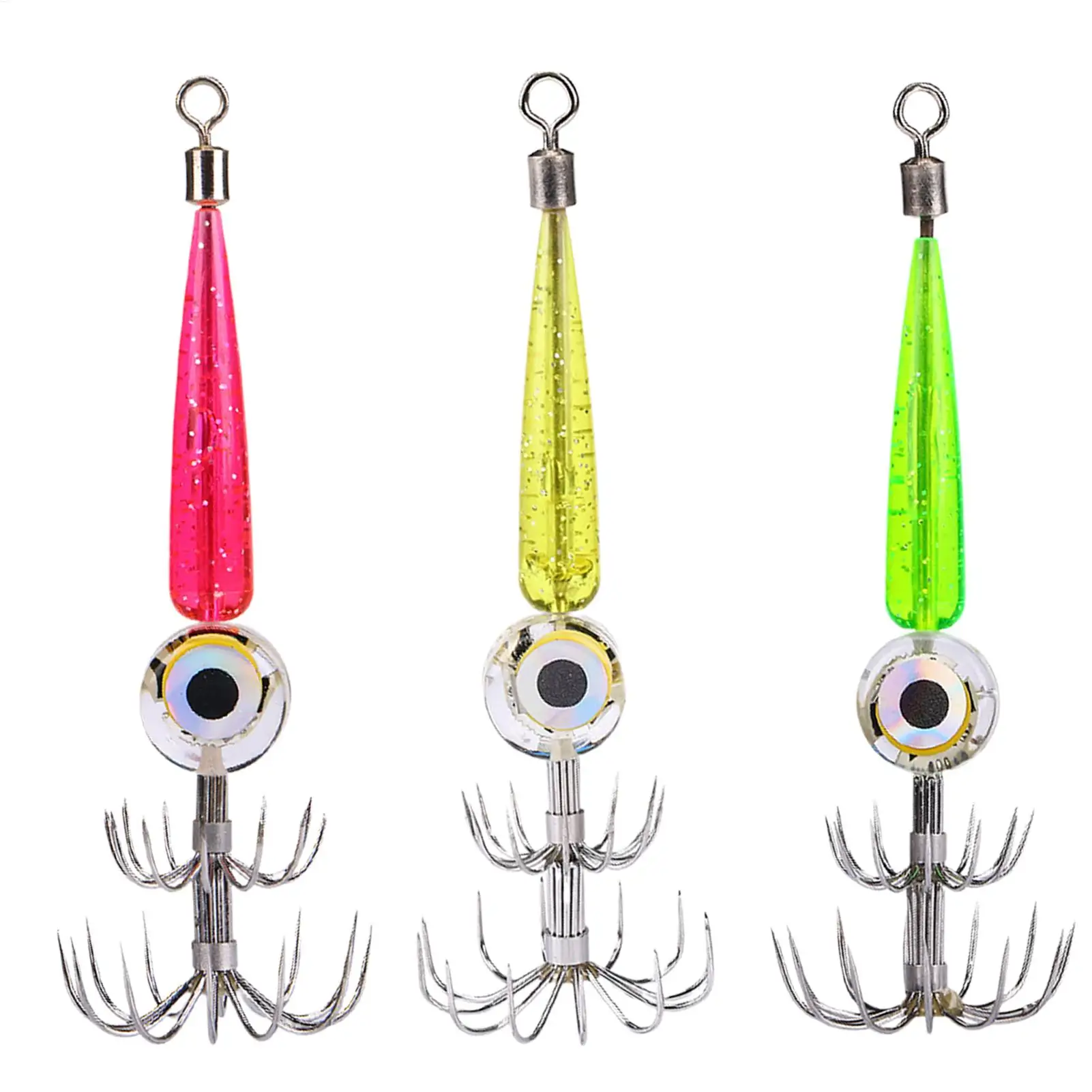 Luminous Squid Jig Hooks Kit 1pcs Glow Squid Jigs Saltwater Fluorescent Fishing Cuttlefish Sleeve Squid Jig Baits Night Lures