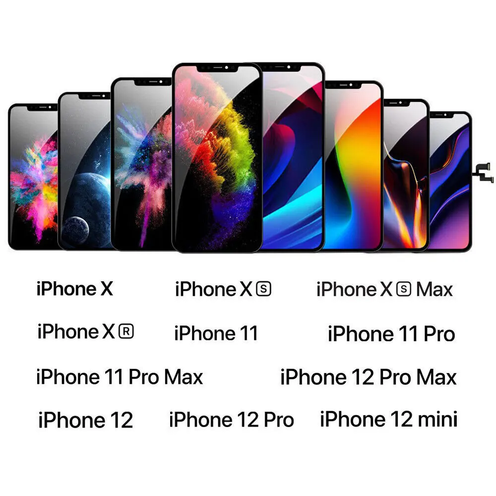 

KOWOT Glass For iphone 11 12 Pro Max LCD Screen Replacement LCD OLED 3D Touch Digitiser Assembly Part iphone xs screen XR incell