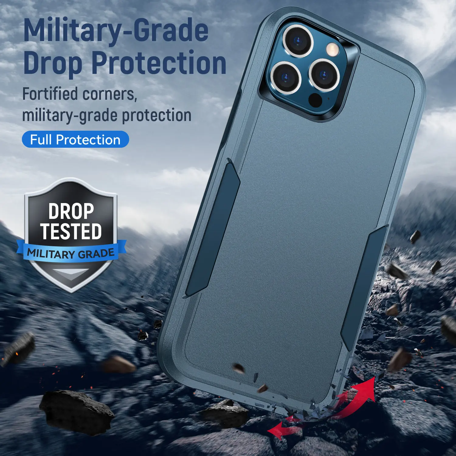 Armor Shockproof Phone Case with Heavy Duty TPU Bumper and Hard Plastic Back Cover