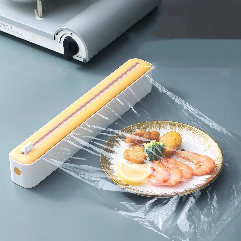Cling Wrap Dispenser Food Film Dispenser Plastic Wrap Cutter Cling Film Cutter Kitchen Wrap Dispenser Plastic Wrap Dispenser 2 in 1 Plastic Wrap Dispenser