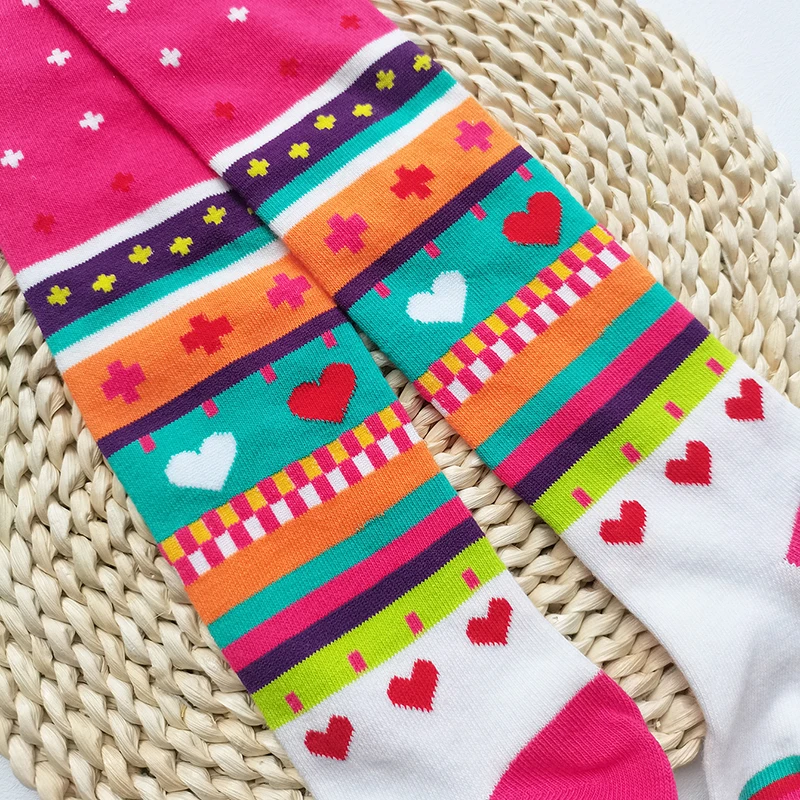 1 PCS 소녀 줄무늬 스타킹 어린이 스타킹 봄 가을 소녀 옷 사랑 패턴 소녀를위한 스타킹 팬티 스타킹