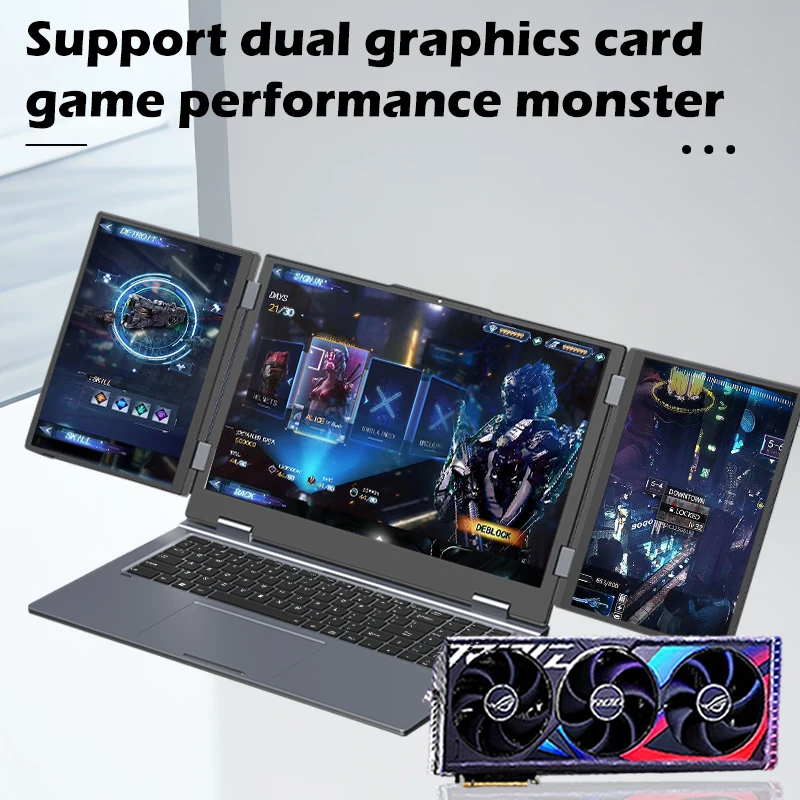 SZBOX MAX16 16"+2*10.5" Three Screens Display Laptop Intel i7-1260P DDR4 Dual Channel SSD Windows 11 Pro Gaming Office Laptop 3