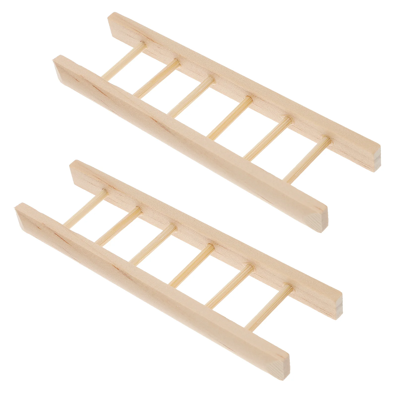 

2 Pcs Mini Ladder Miniature Decor Micro Scene Ladders Accessories Model Wood Decorative