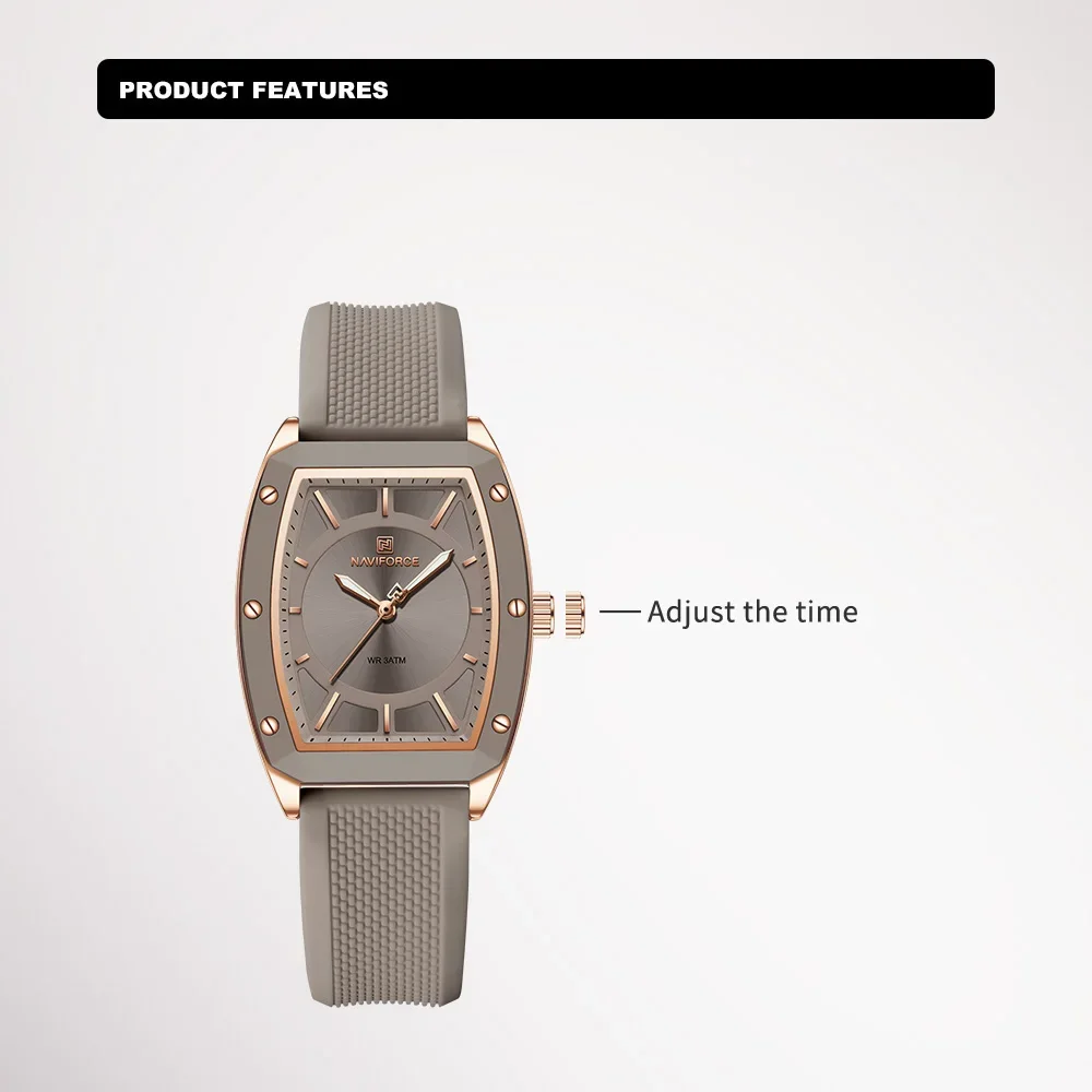 NAVIFORCE NF5049 Women Quartz Watches Silicone Strap Student Sports Watch Big Dial Simple Tonneau Waterproof Wristwatches 4