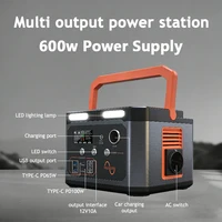 Station d'alimentation portable 600W, batterie 330Wh (1200W de pointe), générateur solaire à sortie AC pour le camping, les camping-cars, les situations d'urgence et les générateurs domestiques 1