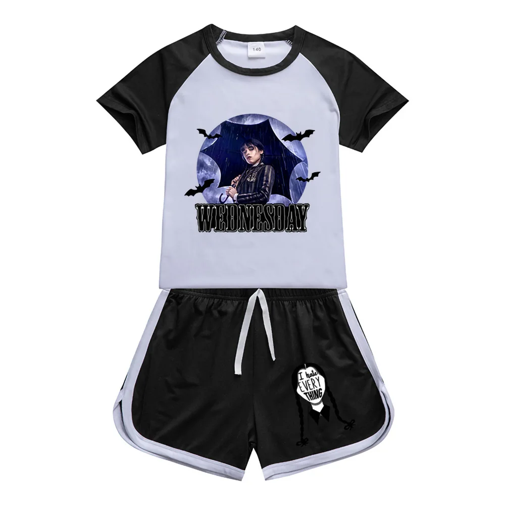 

Role-Playing Children's New Short Sleeved Shorts Print Set Halloween School Performance Two-Piece Set for 3-16 Years