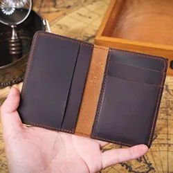 Elegant Genuine Leather Card Holder - Compact Mini Purse (Coffee)