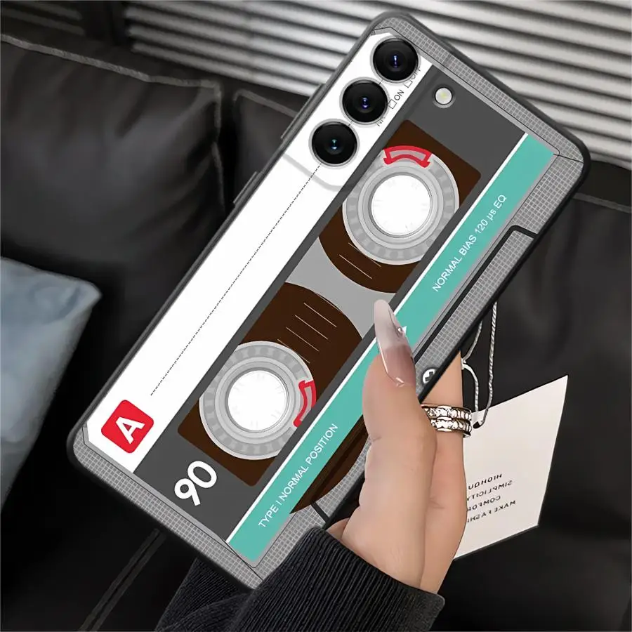 Vintage-Style Black Cassette Tape Phone Cover Case