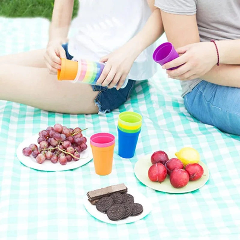 Cups Set 7pcs Rainbow Plastic Reusable Water Mug Picnic Travel Trendy Funny Portable Rainbow Suit Cup Party Kids Drink Cup