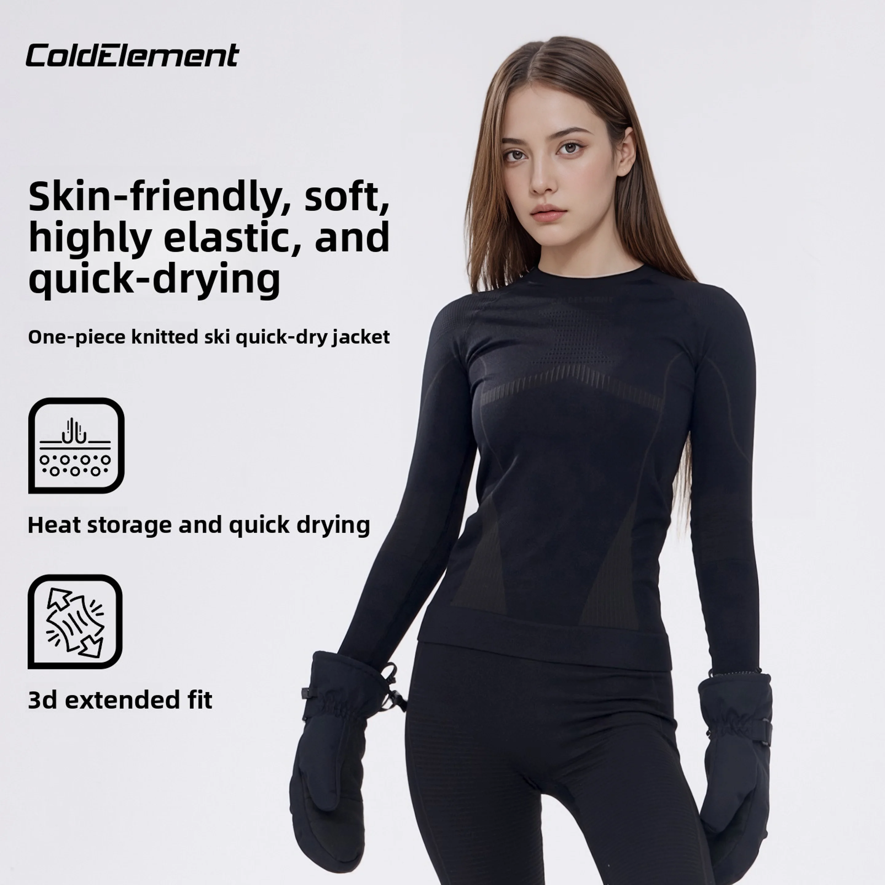 Coldelement Women's Quick Dry Ski Shirt For Autumn Winter Sports Moisture Wicking Warmth Skiing Mountaineering Outdoor Clothing