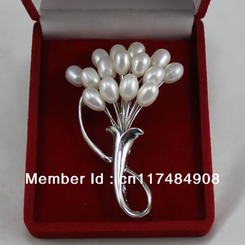 

Wholesale Natural Fresh Water 6-7MM White Pink Pearl Brooch With Gift Box