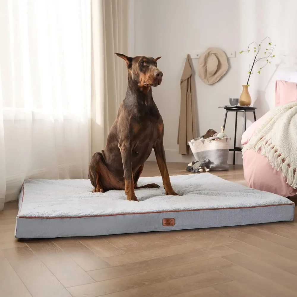 Bedsure Jumbo Dog Bed for Large Dogs-XXL Orthopedic Dog Beds with Removable Washable Cover, Egg Crate Foam Pet Bed Mat,