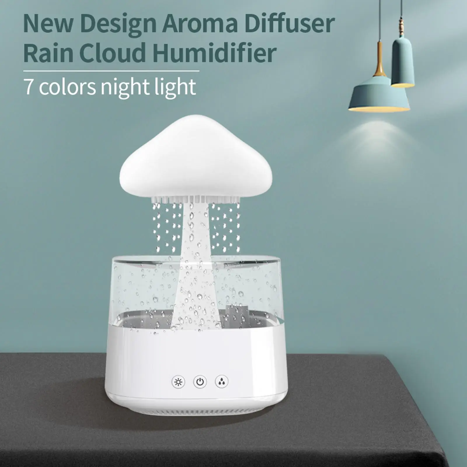 

Mushroom Rain Air Humidifier Electric Aroma Diffuser Rain Cloud Smell Distributor Relax Water Drops Sounds Colorful Night Lights