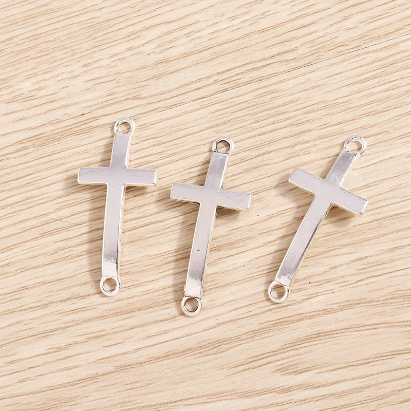 Tusember 20 Stück 17*37mm Legierung Doppelloch-Kreuzanhänger Handgefertigte Schmuckherstellung DIY Halsketten Ohrring-Zubehör