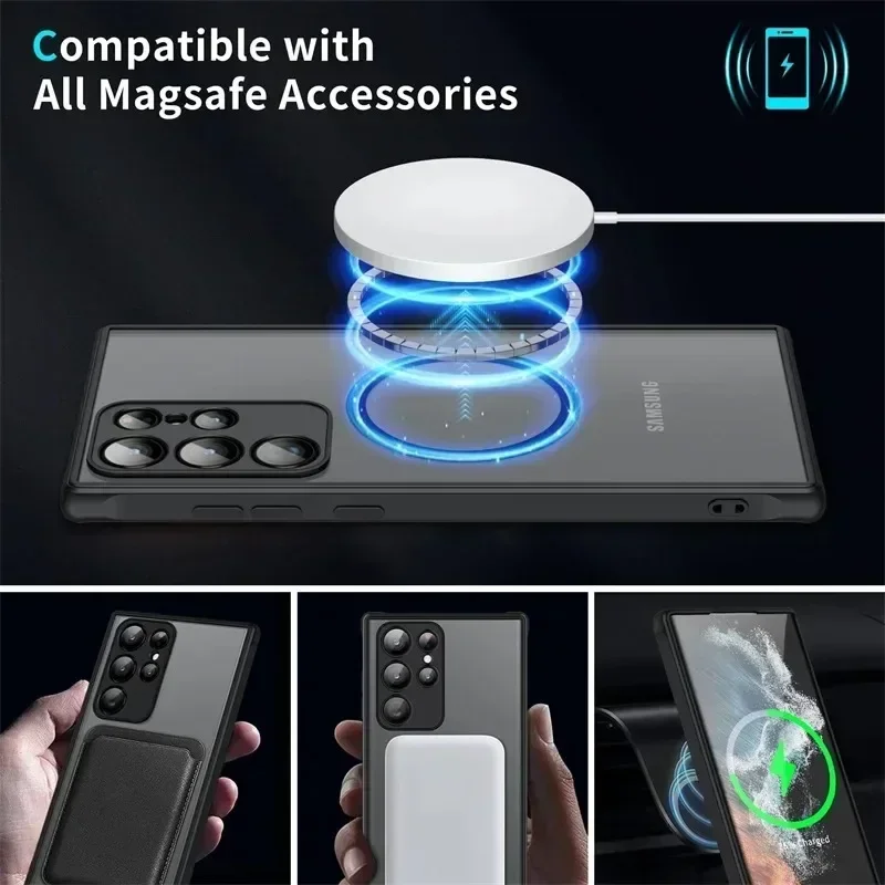 Magnetic Luxury Matte Shockproof Case with Lens Protection and Magsafe Compatibility