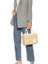  High-end Woven Wicker Shoulder Bag Fashion Women's Straw Woven Hand Basket Vintage Handbag Versatile Trend Small Square Bag 