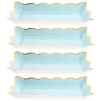 4 Pcs Square Paper Lace Plate Decorative Serving Trays Party Blue Plates Cardboard and Platters Fruit for Food Containers 1