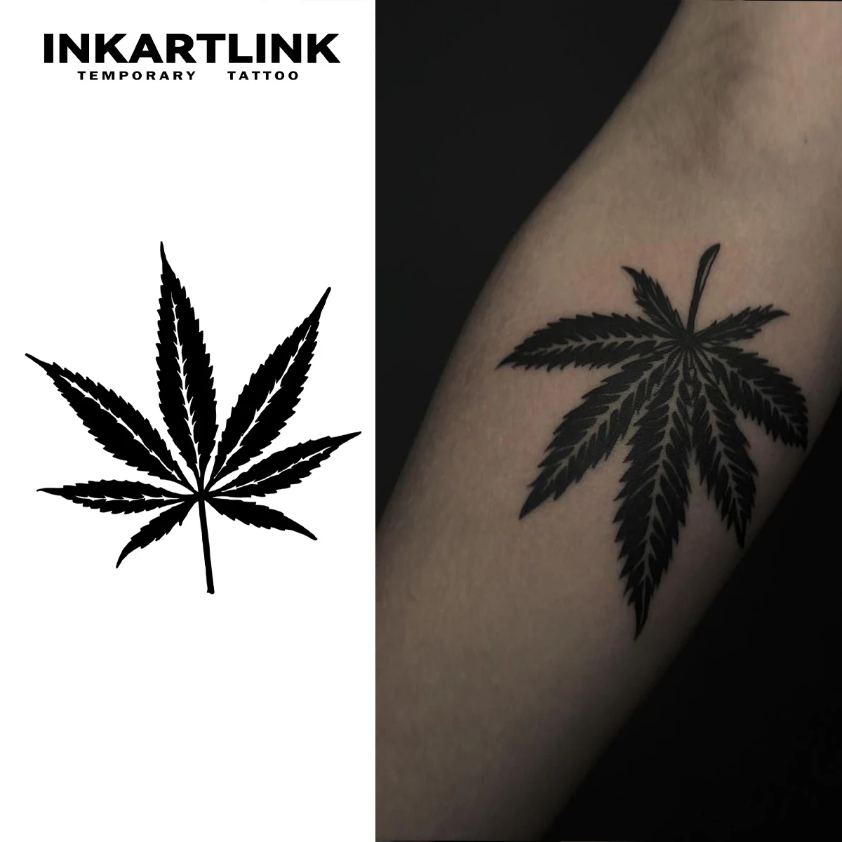 Maple Leaves Temporary Tattoo Sleeve: The Real Deal for Weed-Themed Body Art, image size:1200x1200