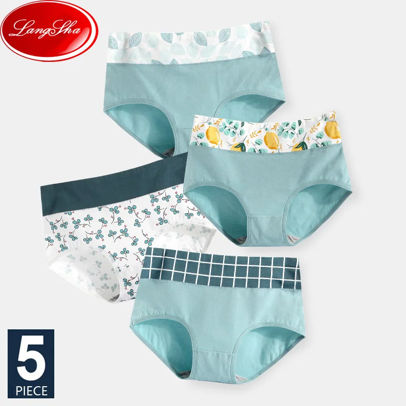 5pcs one pack Women's High Waist Cotton Panties Briefs Soft Breathable Comfy  Underwear Plus Size M-XL 