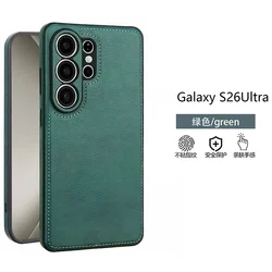 Luxury Business PU Leather Texture Shockproof Phone Case with Soft Bumper Back Cover - Galaxy S23 Ultra (Green)