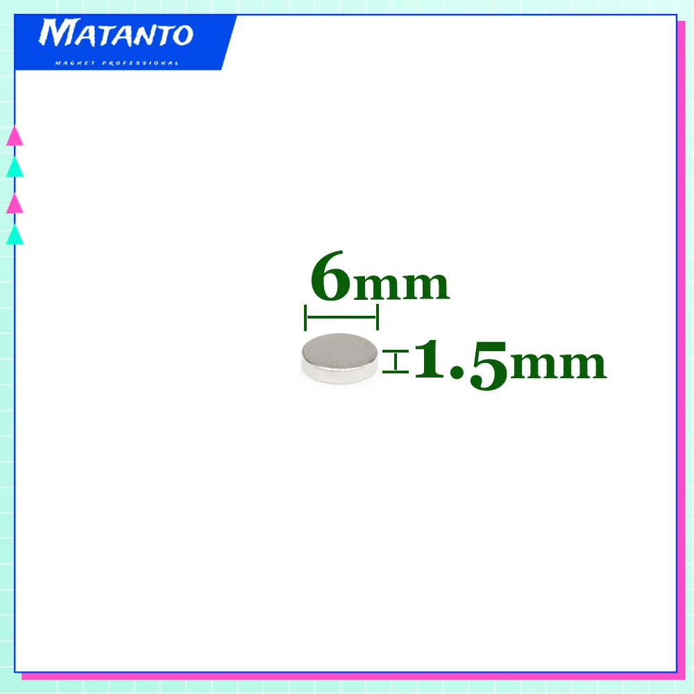 50/100/200/500/1000/1500PCS 6×1.5 Disc Strong Permanent Neodymium Magnets 6×1.5mm Thin Small Round Search Magnet 6*1.5 mm