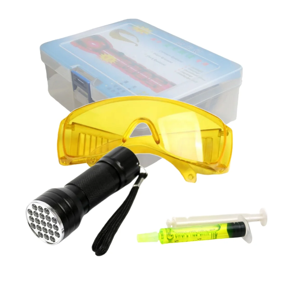 21 LED UV-Taschenlampe Auto Klimaanlage A/C-System Dichtheit stest Detektor Kit Aluminium legierung Schutzbrille UV-Farbstoff Reparatur set