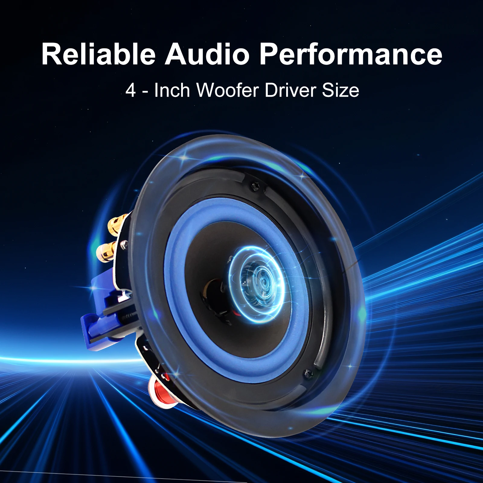 STUDIOFINIX 2개 160W 4인치 2웨이 플러시 마운트 천장/벽 매립형 패시브 스피커, 욕실, 주방, 사무실, 거실에 적합