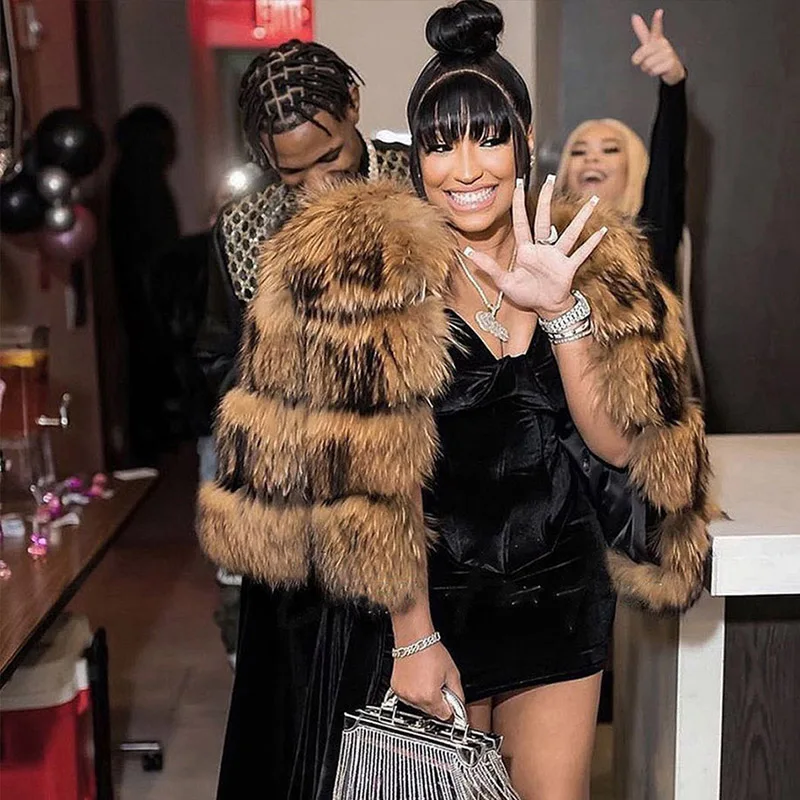 MAOMAOKONG Super Hot Winter Women Luxury Thick Real Raccoon Fur Coat Natural Fox Fur Jacket Plus Size Furry Jackets Female Vest - Image 3