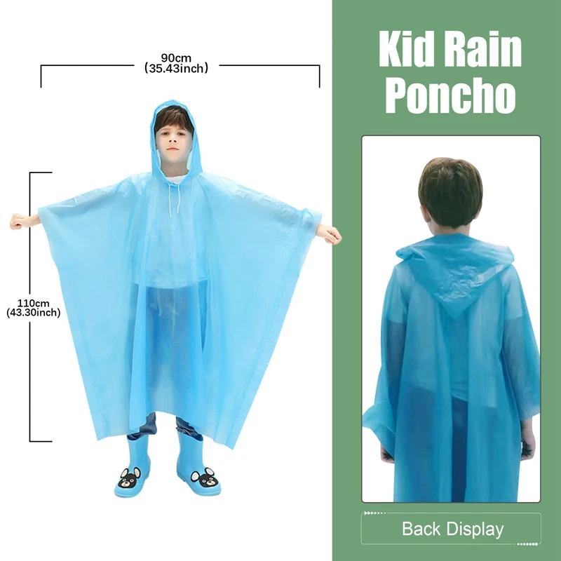 Ponchos Family Pack,Rain Poncho For Adults Kids Disposable Or Reusable Ponch Rain Ponchos With Drawstring Hood 5 Pack
