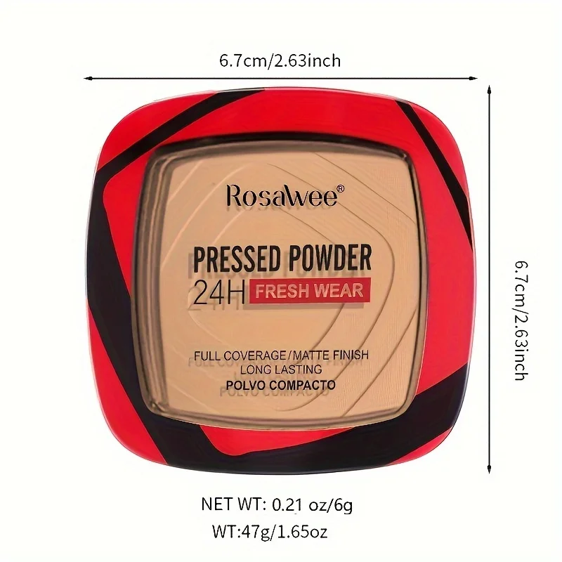 Matte Full Coverage Pressed Powder Foundation With Puff Applicator 24H Fresh Wear Matte Weightless Finishing Powder Makeup