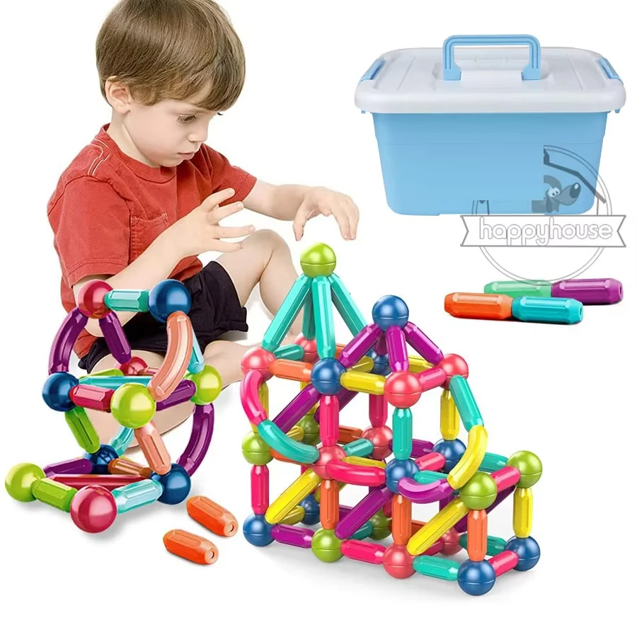 Magnetic Constructor บล็อกชุดของเล่นเด็กแม่เหล็ก Stick Rod Building Blocks Montessori ของเล่นเพื่อการศึกษาเด็กสาว 1