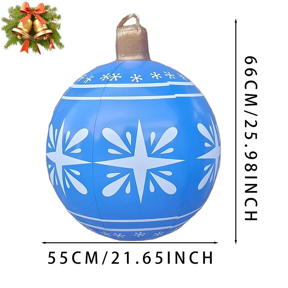 thumbnail image 1 of Bola inflable navideña de PVC de 55 cm, bola decorativa para árbol de Navidad, bolas gigantes grandes de PVC, juguete para fiesta de Año Nuevo, adornos para patio, 1 of 5