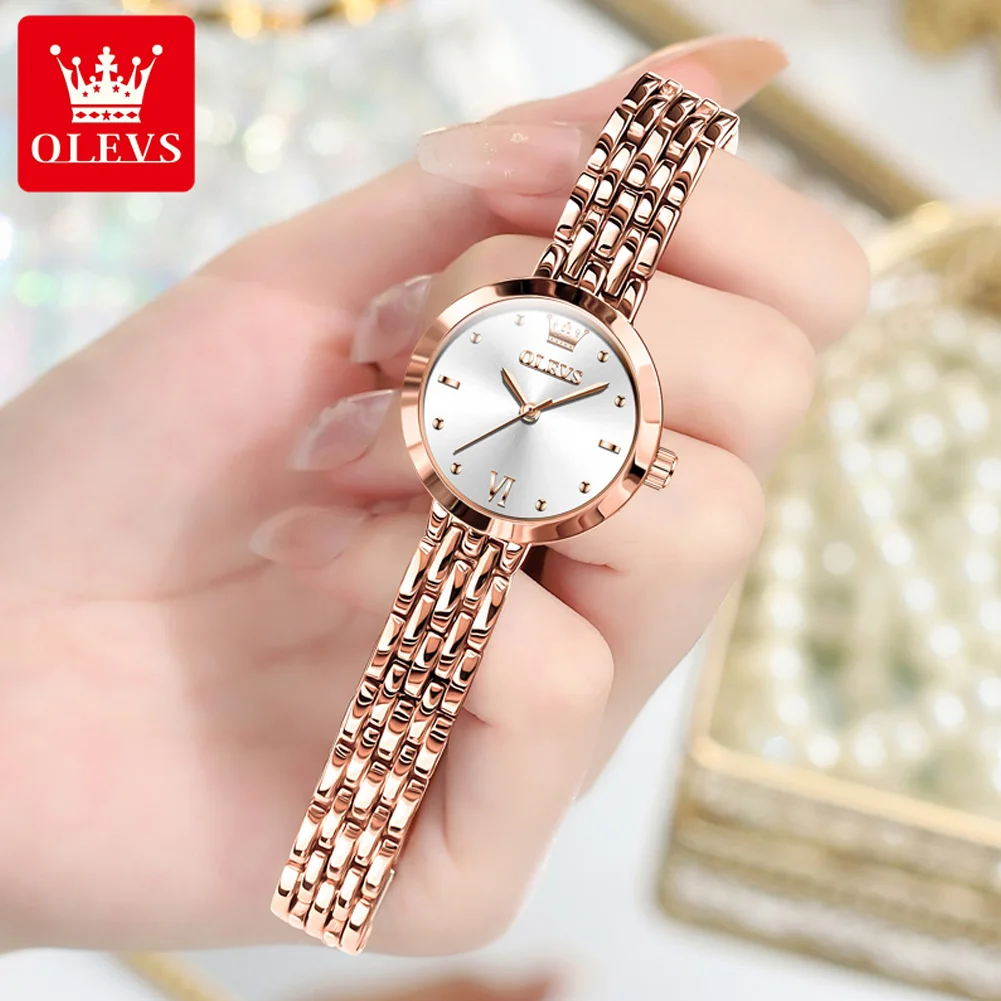 OLEVS Brand 2024 Luxury Rose Gold Bracelet Quartz Watch for Women Stainless Steel Waterproof Fashion Womens Watches Montre Femme