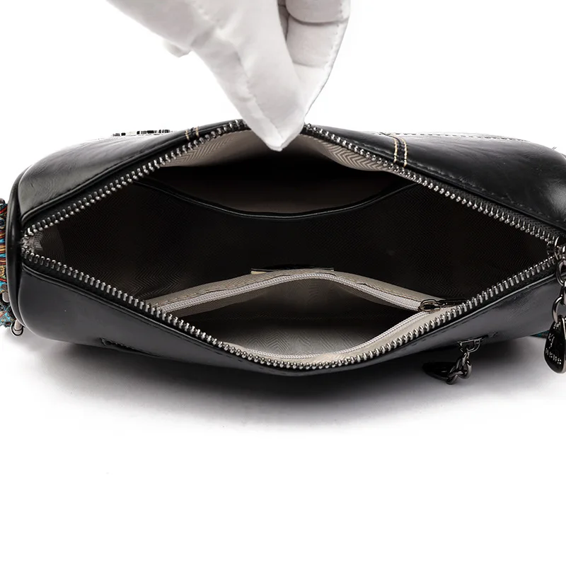 Vintage soft leather women's shoulder bag elegant messenger bag fashion simple female crossbody bag casual handbag