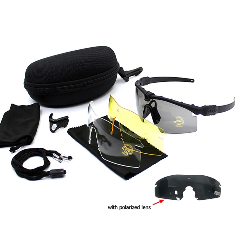Polarized Military Tactical Glasses Uv400 Outdoor Men Hunting Shooting Glasses Airsoft Sport Safety Goggles 4 Lens