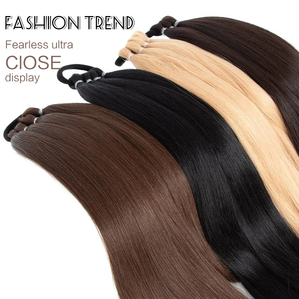 32인치 여성용 합성 롱 브레이드 포니테일 헤어 익스텐션, 블랙 브라운 포니테일, 헤어 로프 포함, 고온 섬유