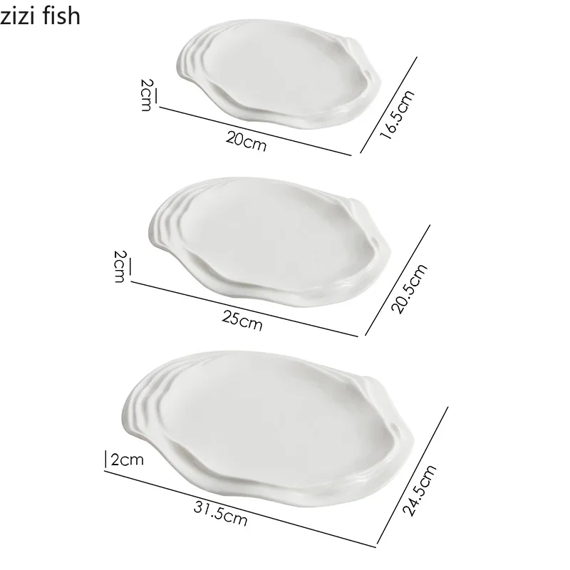 Pure White Water Ripple Ceramic Dining Plate Restaurant Creative Dessert Plate Pasta Snack Plates Specialty Tableware