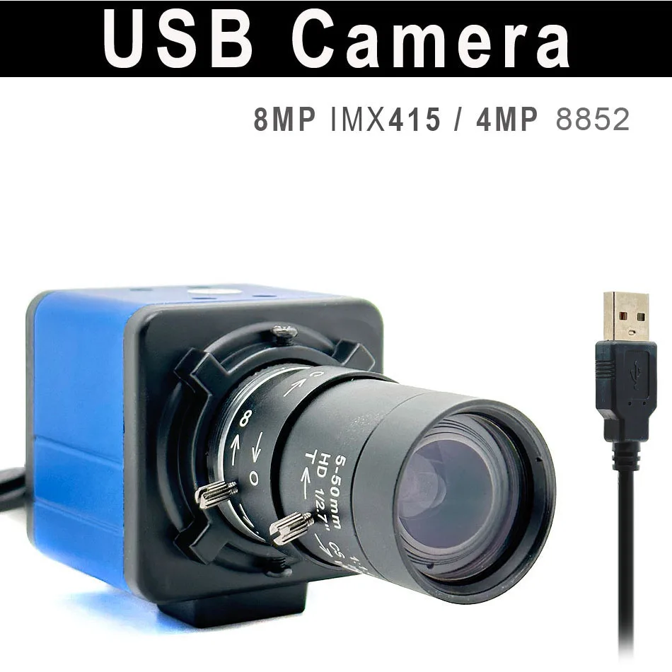 8MP IMX415 30Fps 4MP 8852 Industrial Metal Box USB Camera 5-50mm