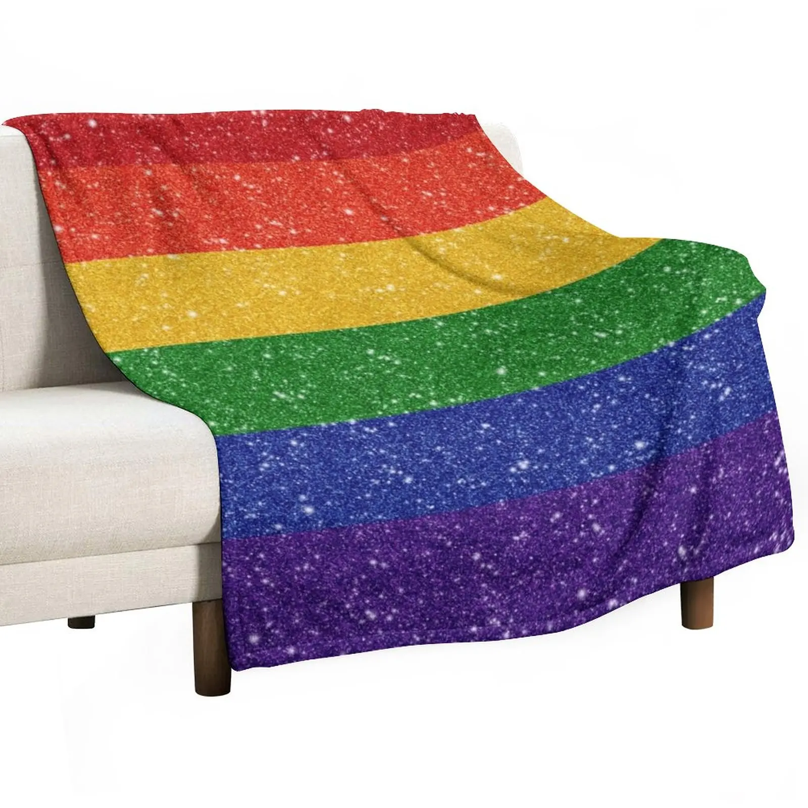 

Faux Glitter LGBTQ Pride Rainbow Flag Background Throw Blanket Luxury Designer Comforter Blankets