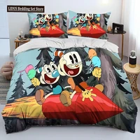 Cuphead And Mugman,Game Gamer Comforter Bedding Set,Duvet Cover Bed Set Quilt Cover Pillowcase,King Queen Size Bedding Set Boys 1