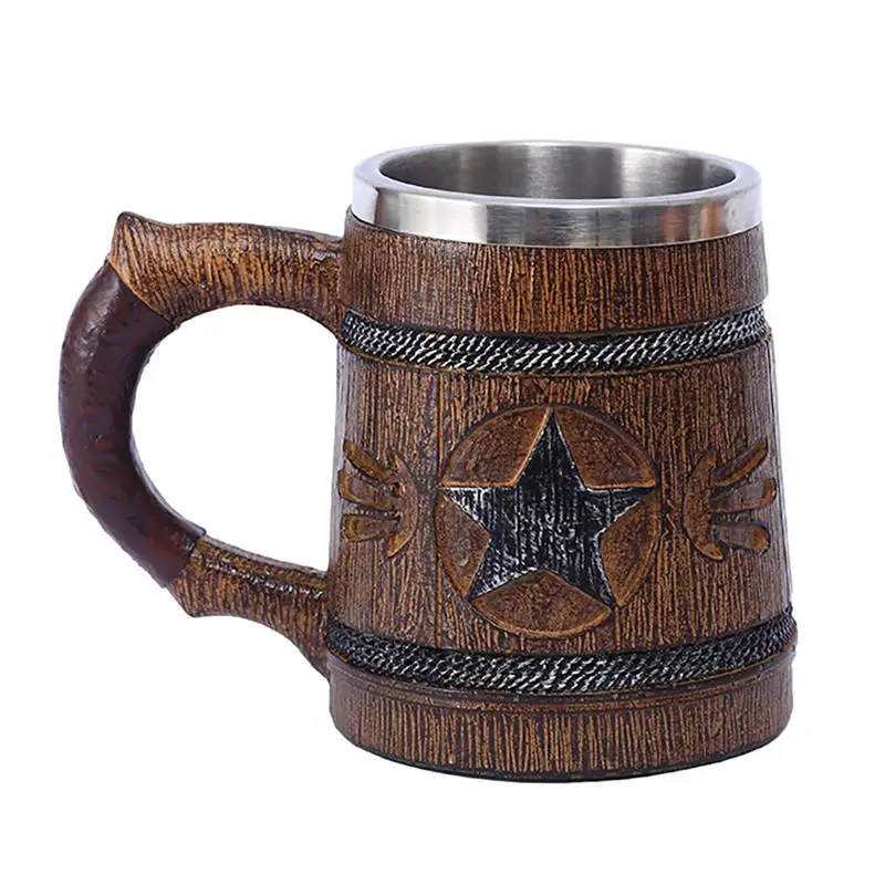 

Кружка пивная деревянная в форме бочонка, 600 мл