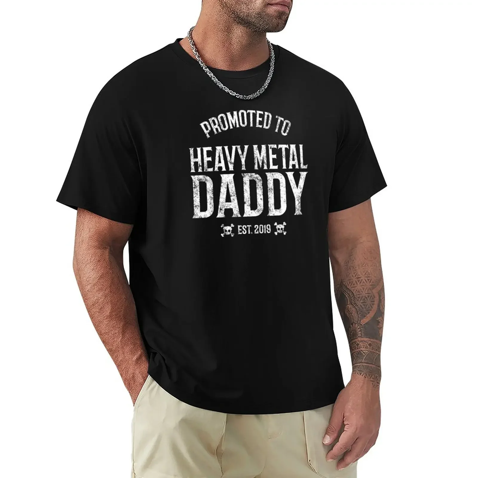 

Promoted To Heavy Metal Daddy 2019 Vintage T-Shirt heavyweights quick-drying summer top t shirts for men graphic