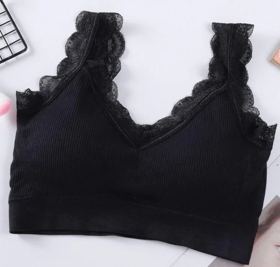 Sexy Lace Bras for Women Without Bones Underwire Push Up Sports Vest Tank Top Pads Invisible Back Bra Women Underwear 5