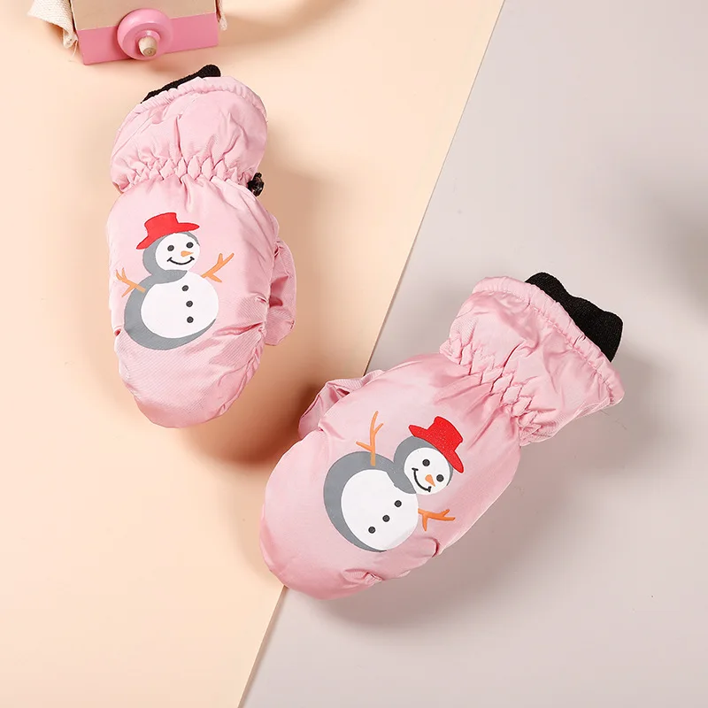 Baby mittens Baby Kids Gloves Winter Warm Thick Windproof Cartoon Pattern Full Finger Mittens For Children Toddler Boys Girls 2-5 Years Old