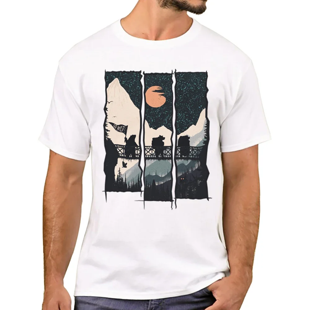 Модная мужская футболка TEEHUB в стиле Go Wild, винтажные полосатые футболки с принтом природы, футболки с коротким рукавом, футболки для мальчиков в стиле Харадзюку