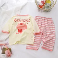 Ensemble pyjama en coton pour bébé, manches longues, vêtements de nuit pour bébé, dessin animé, vêtements de maison 1