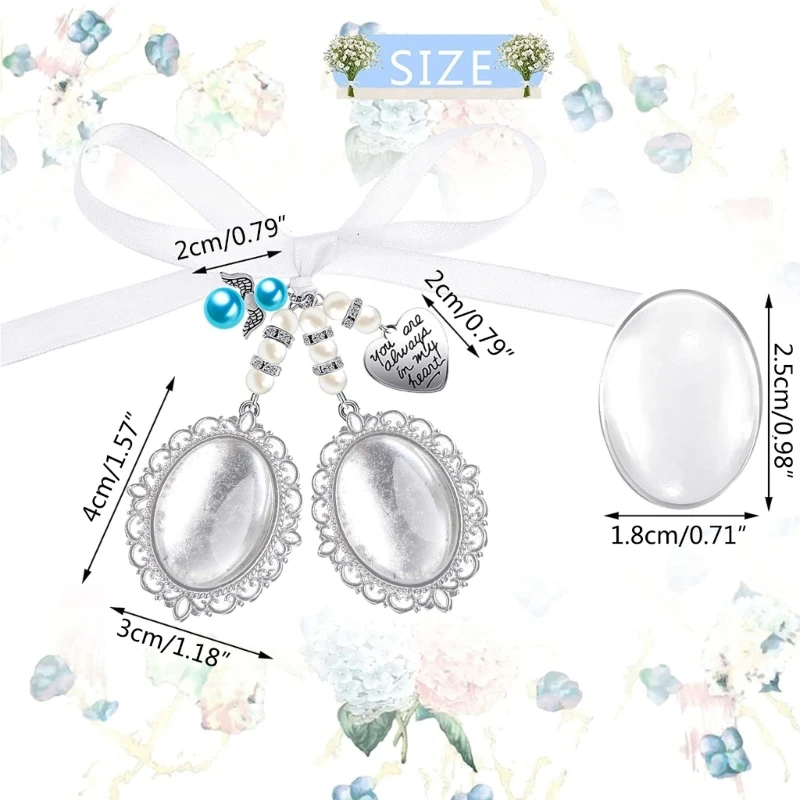 Wedding Bouquet Photo Charm DIY Pin Brooch Making Kit Lacy Frame Charm Oval  Picture Frame with Pendant for Holiday Heart