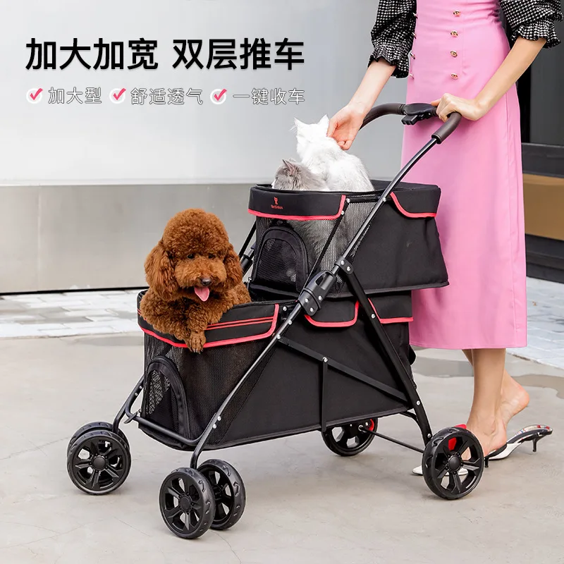 

Double Layer Enlarged and Widened Pet Stroller for Dogs Going Out Small and Medium-sized Dog Stroller for Dog Walking