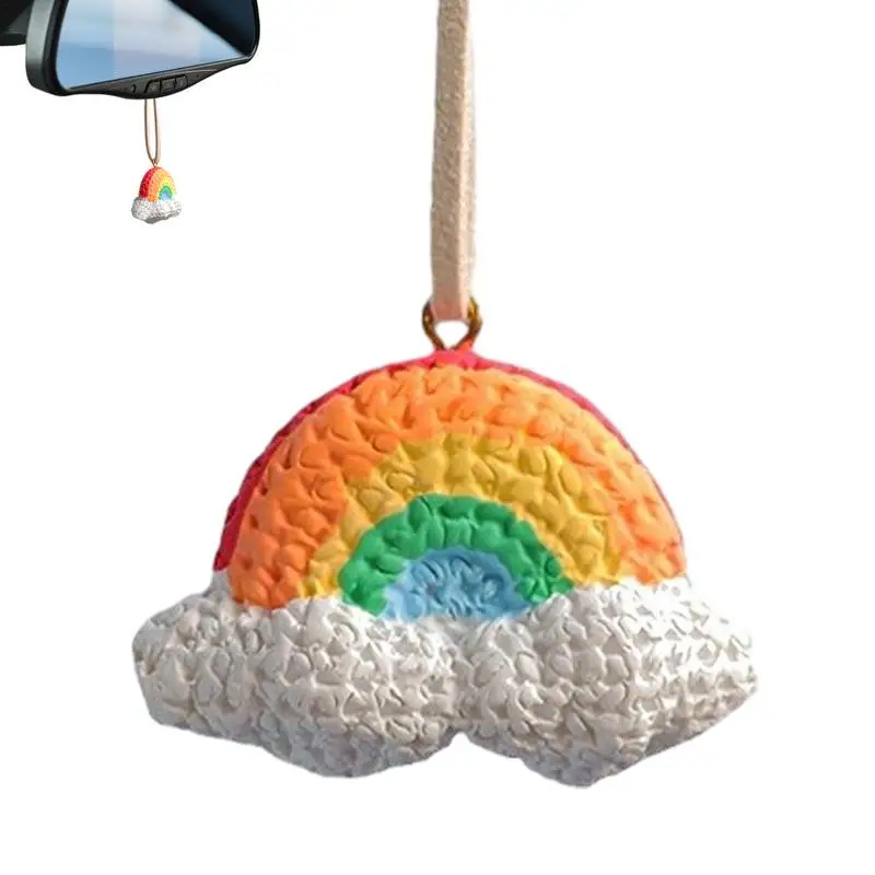 

Rainbow Car Pendant Car Charm Rear View Mirror Ornaments Interior Vehicles Hanging Colorful Decorations Auto Accessories